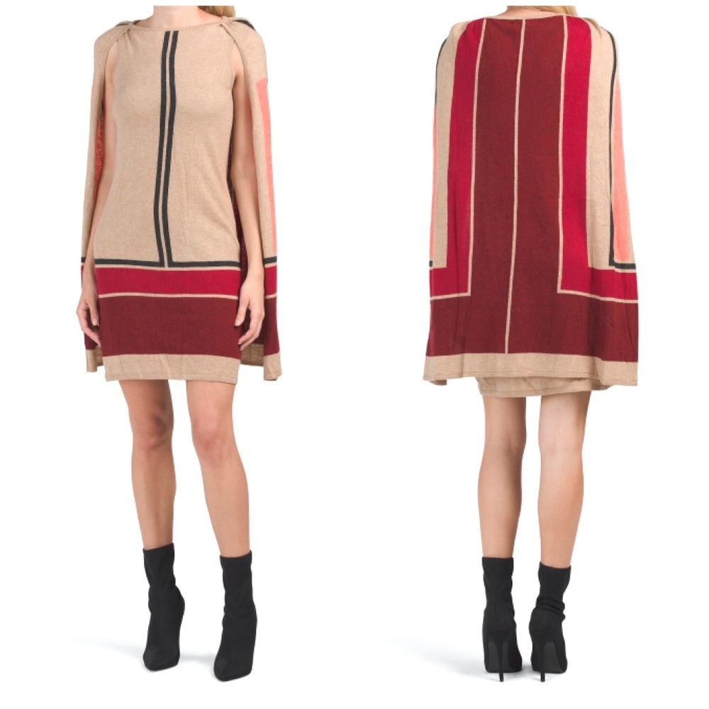 NWT VERTIGO CLAUDIA CAPE SWEATERDRESS MIDI DRESS XS
